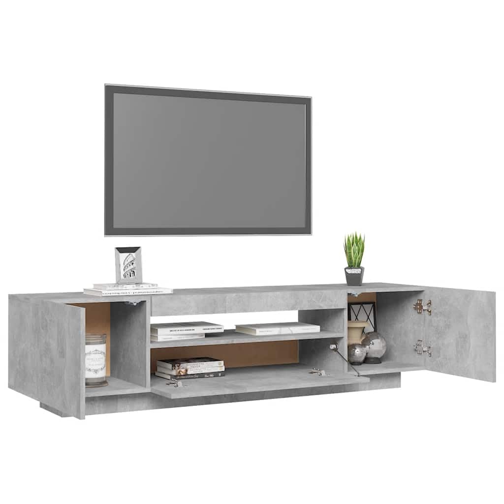 vidaXL Mobile Porta TV con Luci LED Grigio Cemento 160x35x40 cm