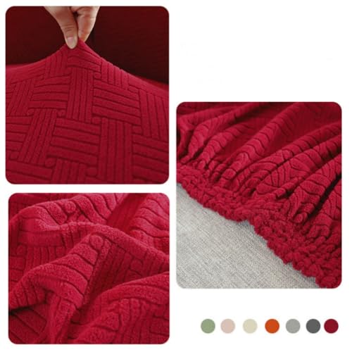 Housse de canapé extensible jacquard bordeaux protège canapé clic clac