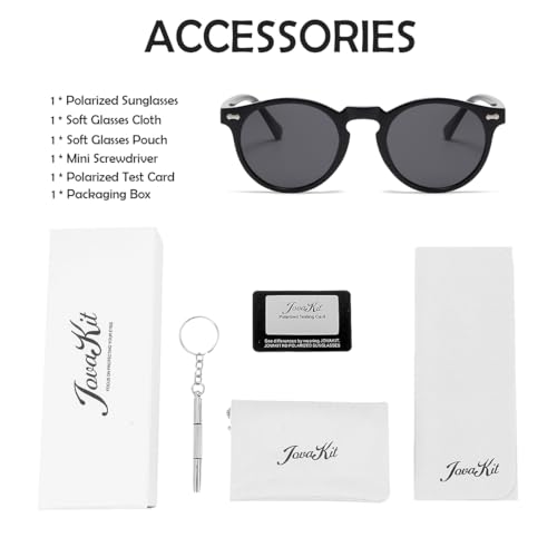 Image of JOVAKIT Vintage Kids Polarized Sunglasses for Girls Boys Age 2-9, Round Sun Glasses for Children UV400 Protection