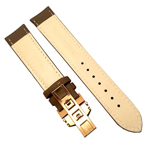 Image of 18mm 19mm 20mm 21mm 22mm 23mm 24mm Genuine Leather Butterfly Deployment Clasp Buckle Watch Band Strap Black Dark Brown TAN Blue Rose Black Gold White