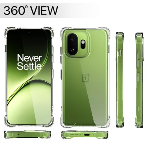 Image of Amazon Basics Back Cover for OnePlus 15T 5G PC + TPU Clear Transparent Raised Edges Shockproof Protective Phone Bumper Case (Transparent)