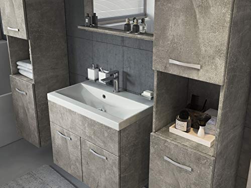 Badkamermeubelset Montreal xl 60 cm wastafel betongrijs - spiegel meubel badkamermeubel badkamerkast - Image 5