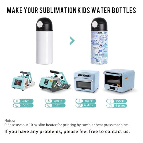 PYD Life 8 Pack Sublimation Kids Water Bottles Blanks 12 OZ Straight Skinny Kids Tumbler Sippy Up Cup with Pop Mixed Color Lid for Tumbler Heat Press Sublimation Oven Printing