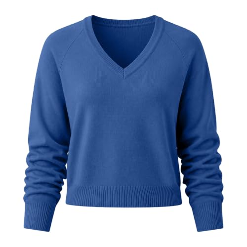 Oversized Sweaters for Women Lightweight Casual Warm Soft Cozy Knit Tops Blue L - image 3