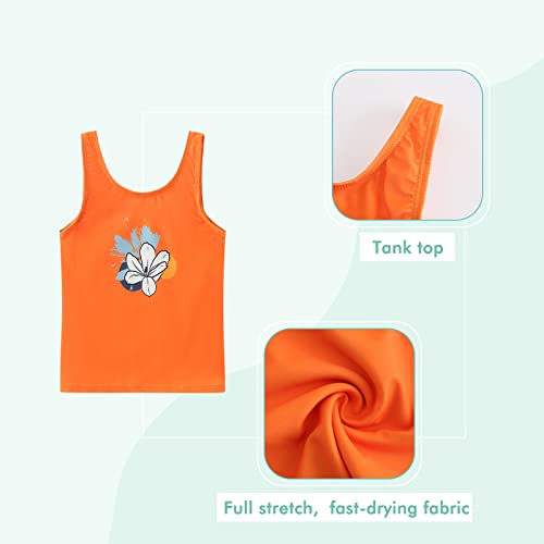 Image of Girls 3 Piece Rash Guard Swimsuits Set for Girls Short Sleeve Bathing Suits Hawaiian Swim Set 3-16 Years