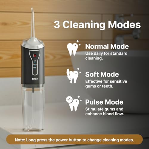 Image of pTron EaseMate Oral Irrigator D1, Portable, Cordless & Rechargeable, 3 Cleaning Modes, 300ml Water Tank, IPX6 Water-resistant, Flossing at Home & Travel, Oral Flosser, Dental Flosser for teeth (Black)