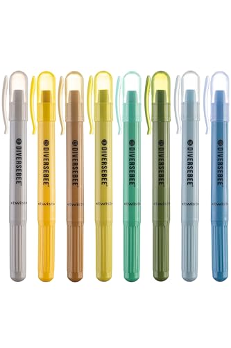 DIVERSEBEE Bible Highlighters and Pens No Bleed, 8 Pack Assorted Colors Gel Highlighters Set, Cute Bible Markers Study Journaling School Supplies and Accessories (Oasis)
