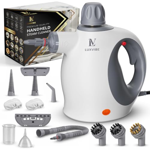 Handheld Steam Cleaner 1050W pressurized Portable Steam Cleaner with 12 Accessories & 450ml Tank Multi-Purpose steam cleaner handheld for Kitchen Bathroom Sofa Tile Grout Grease & Windows