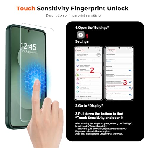 Image of SUPFINE Magnetic for Samsung Galaxy S25 FE Case with Screen Protector, (Built-in Magnets) (Military Grade Drop Protection) Slim Translucent Shockproof Phone Case,Forest Green