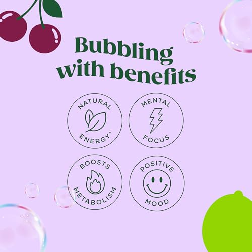 Image of Bloom Nutrition Sparkling Energy Drink for Focus, Natural Caffeine, Zero Sugar, 180mg Caffeine, Antioxidant-Rich with Green Coffee Bean, Green Tea Extract, & Prebiotics, Cherry Lime 12oz (Pack of 24)