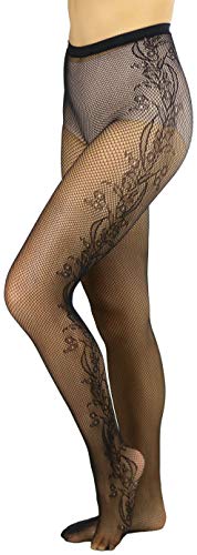 Image of ToBeInStyle Women's Elegant Floral Lace Inspired Spandex Net Full Length Tights