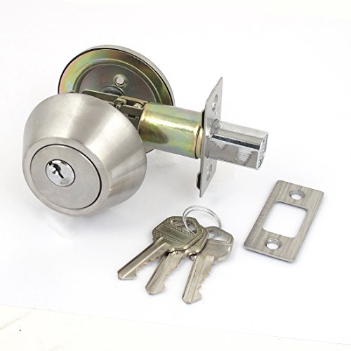 Sourcingmap Home Office Single Cylinder Deadbolt Door Keyed Locks Knob Lockset, Bronze,silver