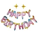 Gradient Happy Birthday Balloons Banner Rainbow Gold Birthday Decorations 16 Inch Colorful Foil Lett