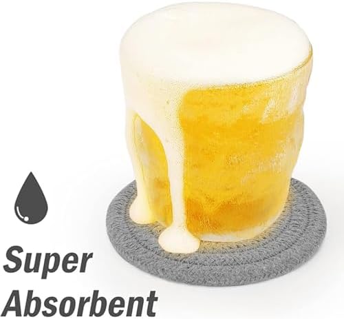 ABenkle Woven Coasters for Drinks Set of 6, Boho Absorbent Drinking Coaster, 4.3 Inch - Perfect Housewarming Gift, Home Decor, Bar Essentials for Coffee Table