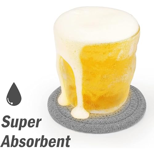 ABenkle Woven Coasters for Drinks Set of 6, Boho Absorbent Drinking Coaster, 4.3 Inch - Perfect Housewarming Gift, Home Decor, Bar Essentials for Coffee Table