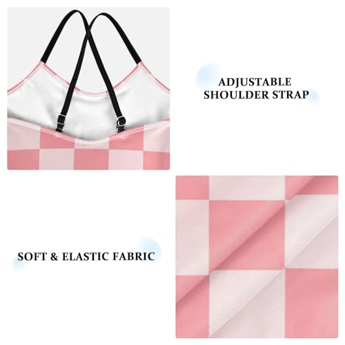 Image of Black and White Chess Girls One Piece Swimsuits Board Marble Tile Sport Halter Swimwear Beach Bathing Suit 3T