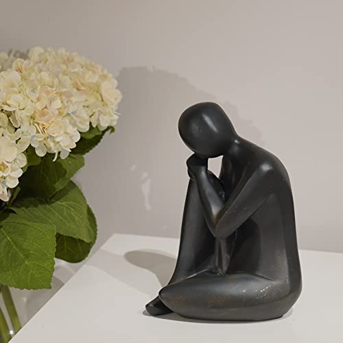 Guichifun Thinker Statue Resin Abstract Sculpture - Collectible Woman Figurine Art Home Office Bookshelf Desktop Black Decor Christmas Birthday Gifts For Men&Women 5.25 X 6.25 X 8.5 Inch #TOP3