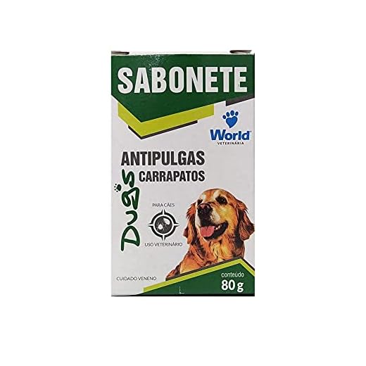 Sabonete Antipulga e Carrapato para Cães, Branco, World Veterinária, 80 g