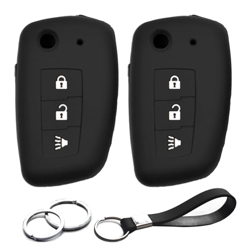 Coque silicone Nissan Rogue contre usure clé pliante noire 3 boutons