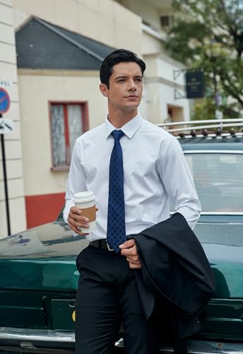 HISDERN Ties for Men Silk Extra Long Tie and Pocket Square Classic Plaid Checkered 63 inches Men's Neckties Business