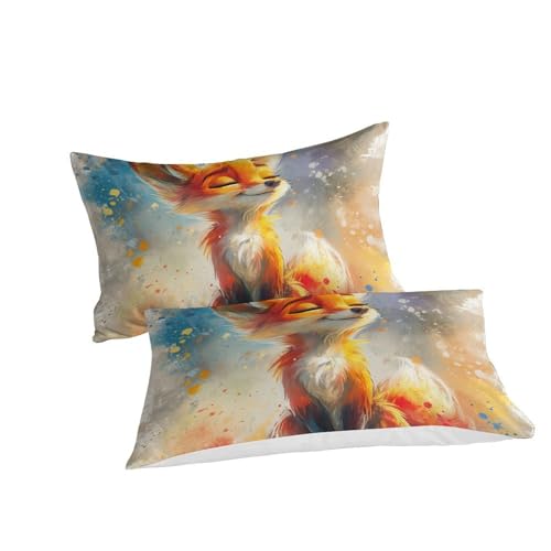 Parure de lit 140x200 housse de couette moderne fox 3D lit simple