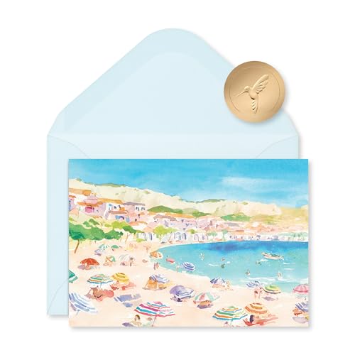 Papyrus 14-Count All-Occasion Blank Stationery Note Set Watercolor Beach Scene