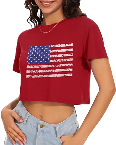 Image of Womens Summer Crop Tops Short Sleeve Round Neck T-Shirts Loose Fit Casual Blouse 2026