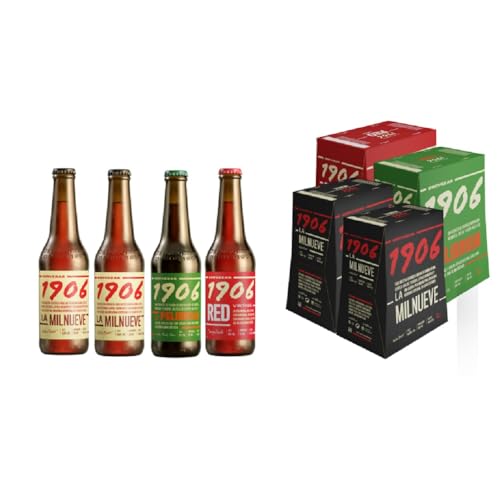 1906 Familia Cervezas - Pack Combinado de 24 Botellas x 33 cl, 2 Pack de 1906 Reserva Especial, 1 Pack de 1906 Red Vintage, 1 Pack de 1906 Galician Irish Red