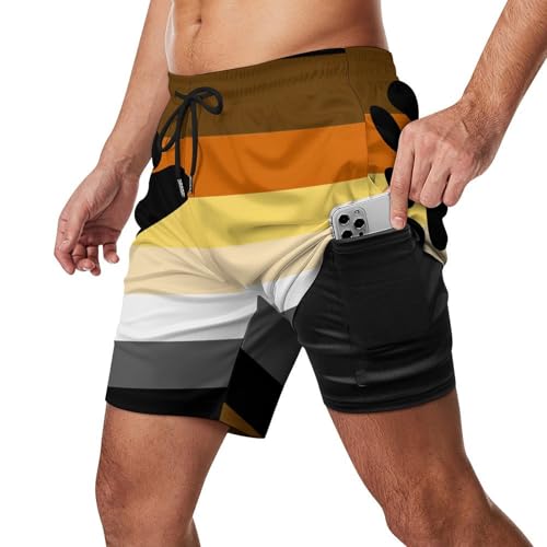 Gay-Bear Pride Flag Mens Swimming Trunks Board Shorts Beach Shorts with Pockets Bathing Suits2