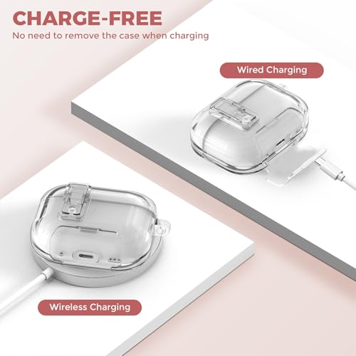 Image of Compatible with Airpods 4 Case Clear with Lock Phone Stand, Soft TPU Magnetic Automatic Lock Apple AirPods 4th Generation Protective Cover Skin Women Men + Cleaning Kit for iPod 4 2024 Case Clear