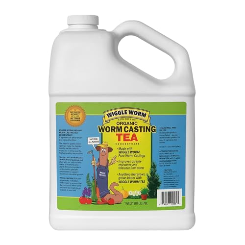 Wiggle Worm Pure Worm Castings Tea, 1 Gallon - Organic Liquid Fertilizer and Soil Amendment Concentrate for Indoor and Outdoor Plants