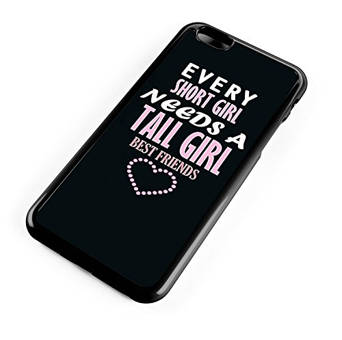 iPhone 7 Plus BFF Case,Cute Funny Best Friends Forever BFF Sister Cousins Couple Every Short Girl Needs A Tall Girl Sisters BFF Matching Pink Funny Love Forever Soft Black Case for iPhone 8 Plus