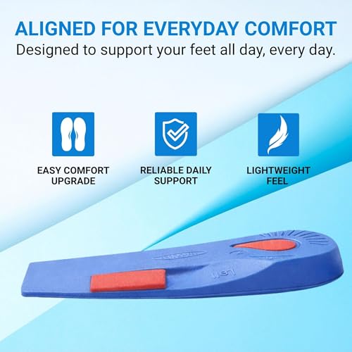 Image of Vasyli Custom 3 /4 Length Insoles, Blue, Large, Fast & Effective Pain Relief, Customized Biomechanical Alignment, Medium Density, General Orthotic Needs, Everyday Walking Shoes, Heat Moldable
