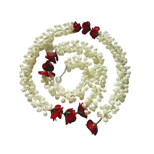 LoveNspire Artificial Jasmine Buds Rose Garland 4 Strings for Festivals Pooja Indian Muslim Wedding Housewarming Diwali Decorations Eid Decoration Mehndi Party Day of The Dead Door Hanging Decor