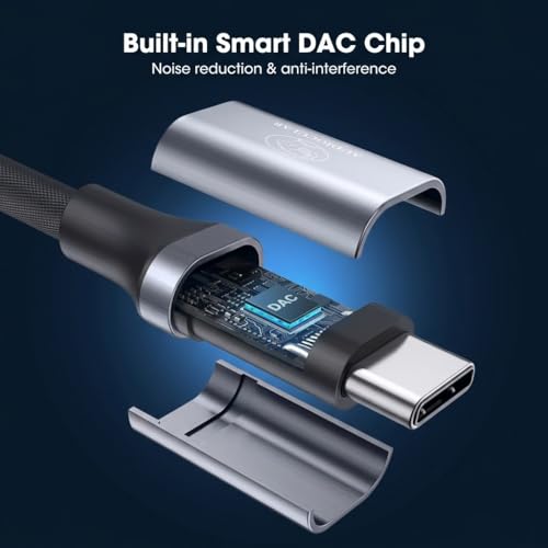Image of AUDIOCULAR D13 Type C to 3.5mm DAC Dongle, Portable Audio Adapter with Built-in DAC Chip, 16bit /48kHz HiFi Sound, Compatible with iPhone 16 /15 Series, Galaxy, Pixel, iPad & USB-C Devices (Black)