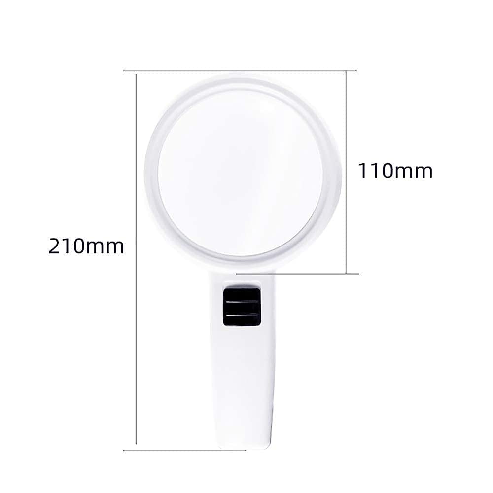 Vergrößerungsglas Mit Licht, 20- Bis 30-Fache Vergrößerung, Leichte Handlupe, Zum Lesen, Für Inspektionen Und Hobbys, Inklusive Reinigungstuch Und Tasche. Größe: Weiß, 95 Mm.