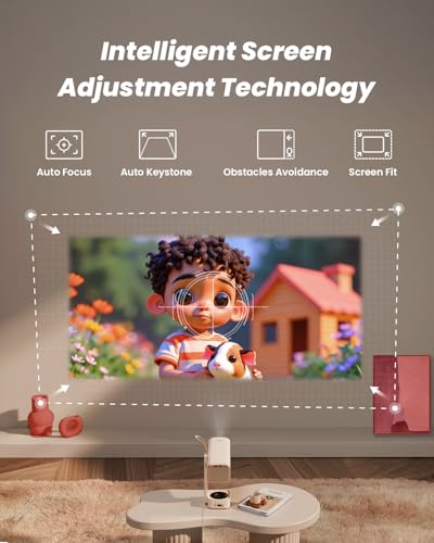 Image of Yaber T1 Pro2 Mini Projector with WiFi and Bluetooth, Dolby Audio & Turbo Sonic Bass, Auto Focus & Keystone, Native 1080 FHD with HDR10, Portable Projector for Outdoor Indoor Use