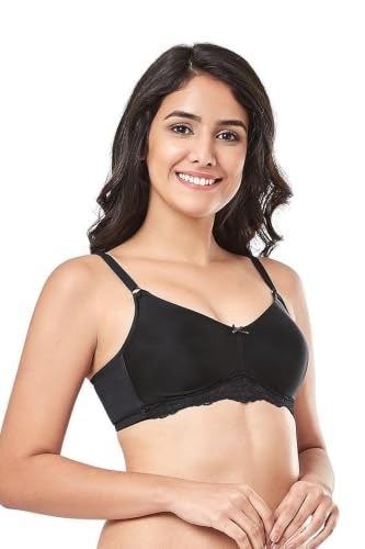 Image of Amante Every de Black Solid Non-Wired Non Padded Everyday Bra