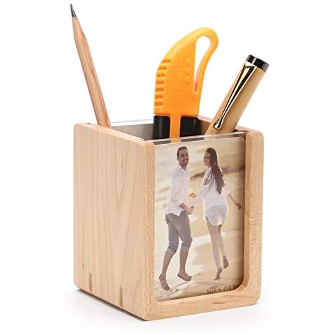 LJHA xiangkuang Photo Frame,U-shaped Picture Frame Pen Holder Solid Wood Storage Box Decoration Photo frame (color : A) Cover