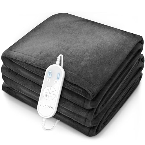 sinnlein® Heizdecke aus Plüsch 200 x 180 cm | elektrische Wärmedecke mit Abschaltautomatik |...