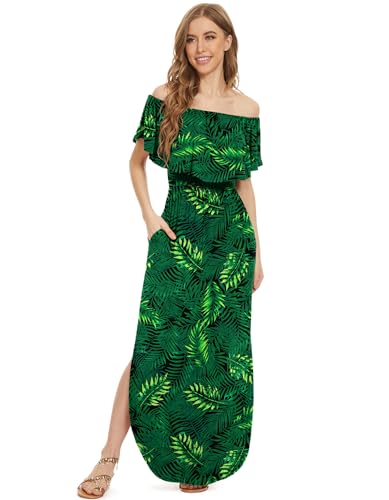 Image of LILBETTER Womens Off The Shoulder Ruffle Party Dresses Side Split Beach Maxi Dress