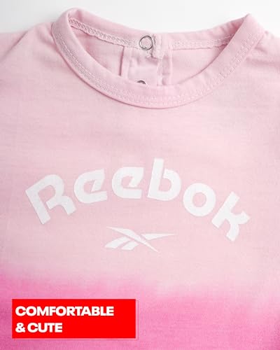 Reebok Baby Girls' Bodysuit - Long Sleeve One Piece Romper with Headband - Newborn Essentials Clothing for Infants, 0-9M3