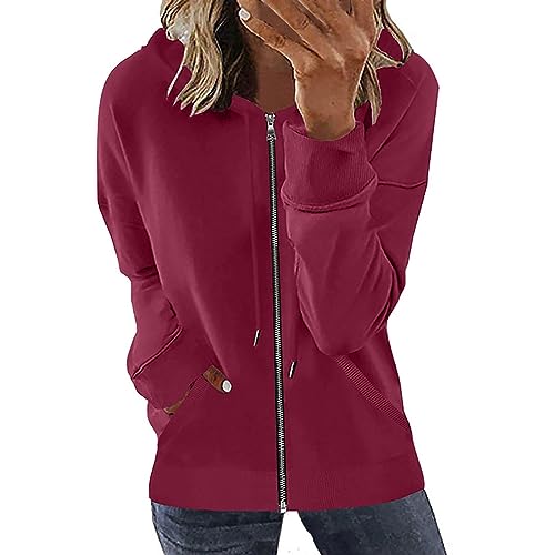 Sweat-shirt à capuche femme bordeaux veste zippée manches longues taille S
