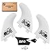 BPS Thruster FIN Set - 3pc Fiberglass Reinforced surf Board FINS with FCS G5 M5 Style - Surfing fins with Screw Hardware and Wax Comb (White)