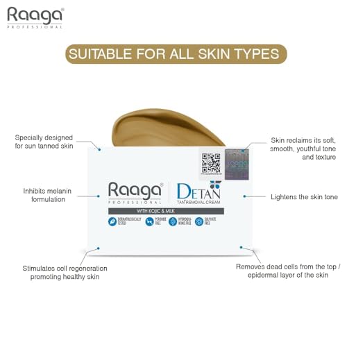 Image of Raaga Professional De-Tan Tan removal Cream 72g (12g*6) | Pack of 2 | 12g x 6 Units