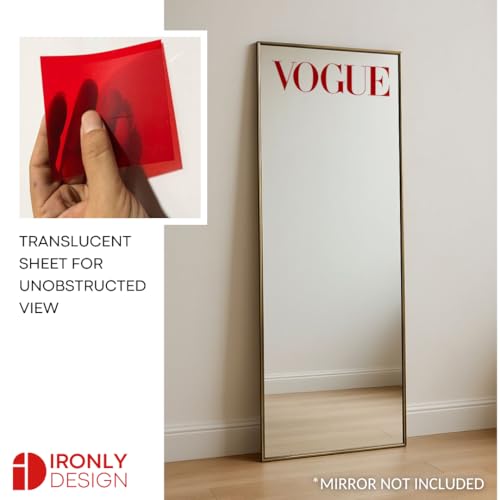 Image of Sticker for Glass & Mirrors| Minimal Vinyl Decal for Bedroom Bathroom & Cafe | Self-Adhesive Waterproof Quote Aesthetic Mirror Sticker | No Mirror Included (Vogue, Large, Transparent Red)