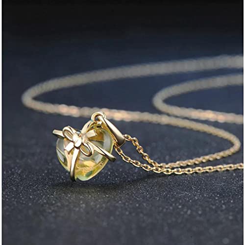 Bijoux collier pendentif cœur citrine naturelle véritable avec chaîne