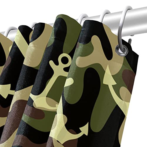 Rideau de douche imperméable contre les fuites d'eau motif camouflage vert militaire 183x183