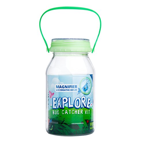 reCAP Mason Jars EXPLORE Bug Catcher – Glow Green –Plastic Mason Jar Bug Catcher Container and Glow-In-The-Dark Magnifying Lid, Made with Safe, BPA-Free, No-Break Materials