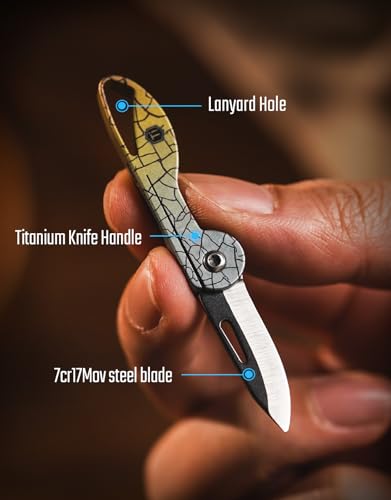 Image of KeyUnity KK05 Titanium Mini Pocket Knife, 1.06-Inch Blade, Yuzu | Lightweight EDC Knife for opening packages and snack wrappers, removing clothing tags, and handling everyday tasks